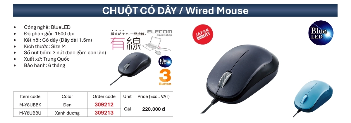 Chuột Có Dây Elecom: Kết Nối Tức Thì, Phản Hồi Chính Xác