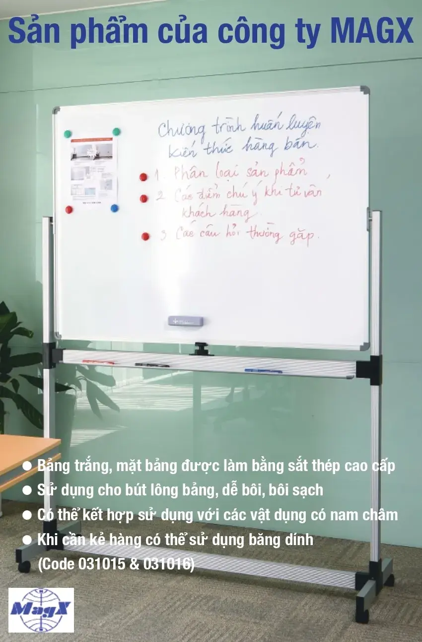 Bảng trắng có chân MagX Nhật Bản – Sự lựa chọn hàng đầu cho văn phòng và nhà máy hiện đại