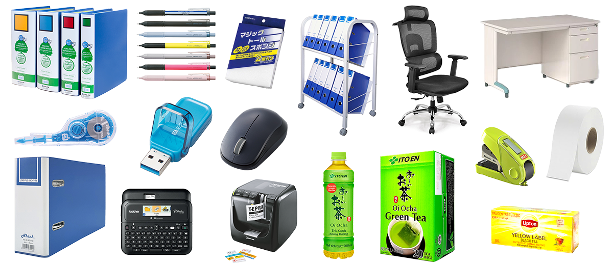 các sản phẩm văn phòng phẩm giá sỉ như bút giấy bìa hồ sơ