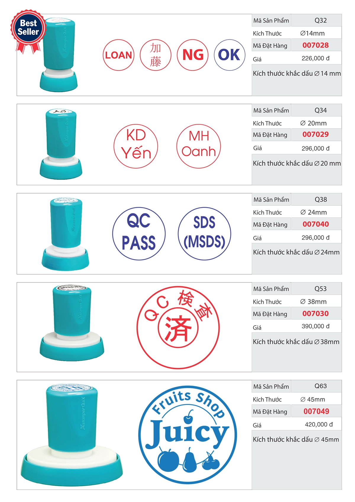 Nhanh Nhanh hỗ trợ khắc logo, chữ ký, QR code theo yêu cầu