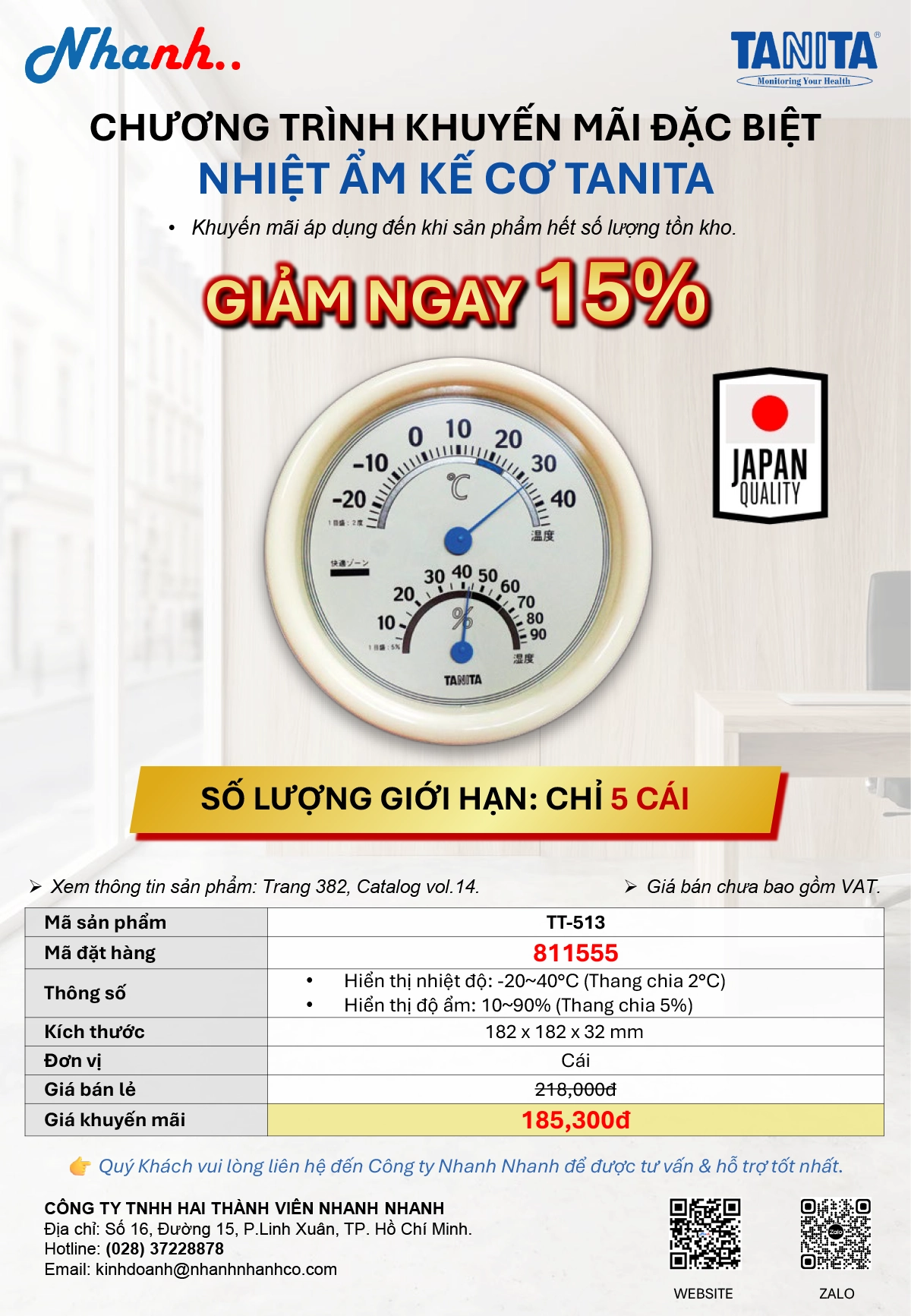 khuyến mãi Nhiệt Ẩm Kế Cơ Tanita TT-513