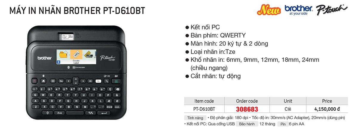 MÁY IN NHÃN BROTHER PT-D610BT