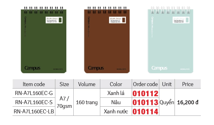 SỔ GÁY LÒ XO A7 EARTH COLORS