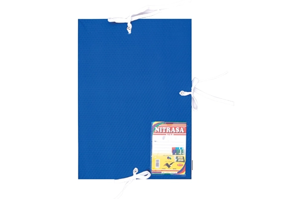 Blue simili wrapped foldover binder for corporate office document storage
