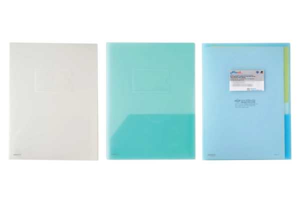 Multi colored Kinary hard plastic twin pocket folder in A4 size with front business card pocket