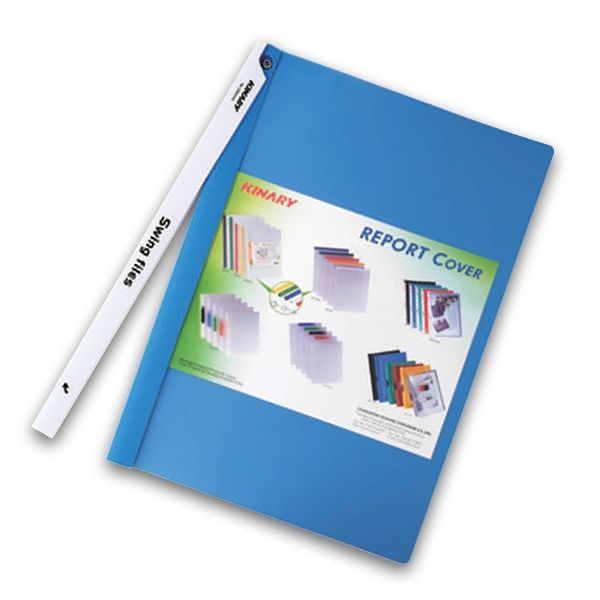 Cận cảnh gáy cây gạt bằng nhựa cứng của bìa cây xoay A4 Kinary giúp kẹp chặt tài liệu