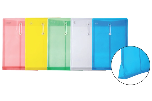 King Star string-tie plastic file folders with expandable bottoms in various professional colors for business archiving