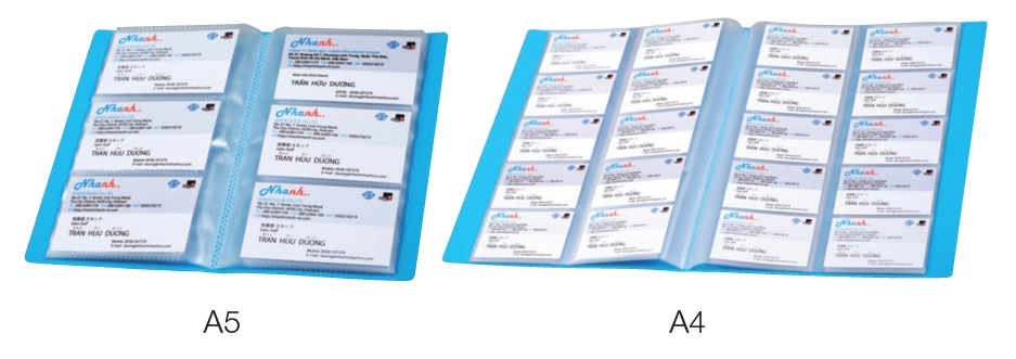 Sổ name card Plus nhiều màu sắc khổ A4 và A5 lưu trữ danh thiếp văn phòng