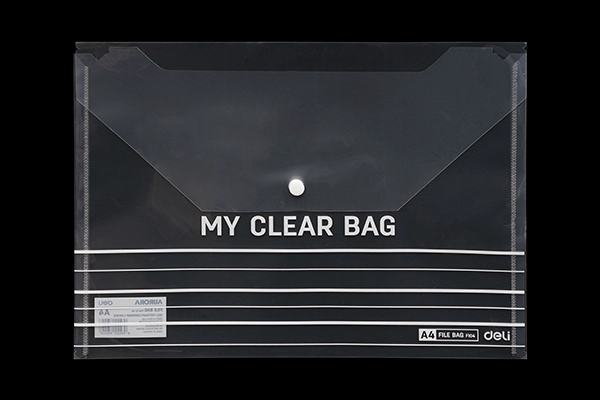 Transparent Deli plastic button file bag for professional office document storage