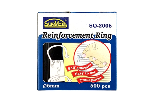 Clear self adhesive reinforcement rings for protecting punched holes in office document binders