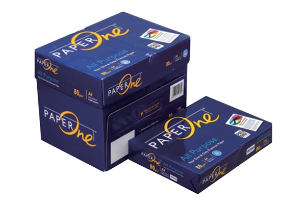Thùng và ream giấy in văn phòng cao cấp Paper One A4 định lượng 80gsm nhập khẩu Indonesia chính hãng màu xanh dương