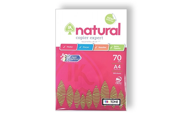 Xấp giấy in IK Natural A4 định lượng 70gsm bao bì hồng nhập khẩu Indonesia