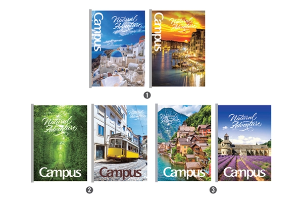 Bộ tập kẻ ngang Kokuyo Campus Adventure B5 với các định lượng số trang 80 trang, 120 trang và 200 trang dành cho doanh nghiệp