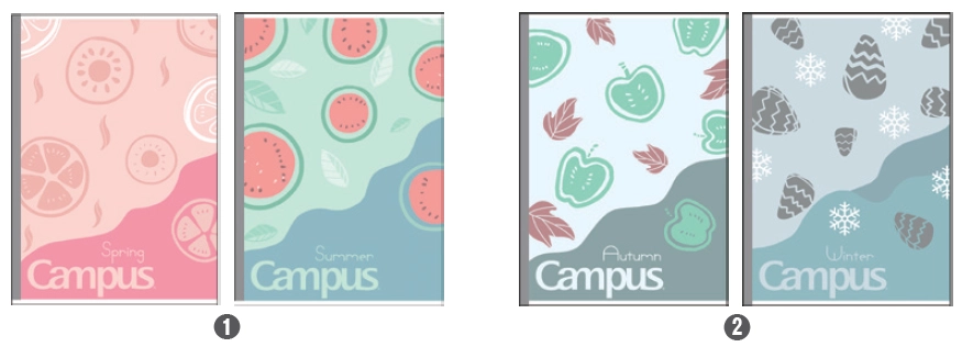 Bộ tập kẻ ngang Kokuyo Campus Four Seasons 2 kích thước B5 định lượng 58-65gsm thiết kế bốn mùa tinh tế cho văn phòng công ty