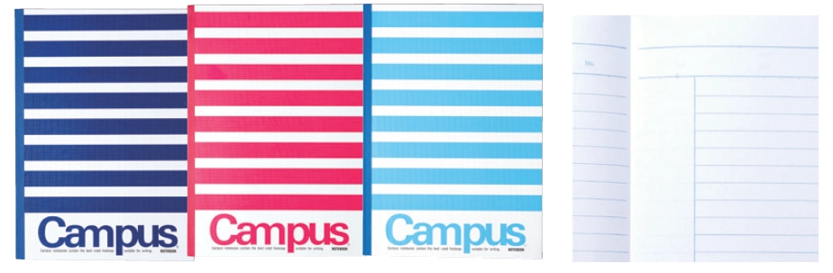 Các loại tập kẻ ngang dán gáy Kokuyo Campus Repete B5 định lượng 70gsm với các tùy chọn 80 trang, 120 trang và 200 trang dành cho khối văn phòng doanh nghiệp