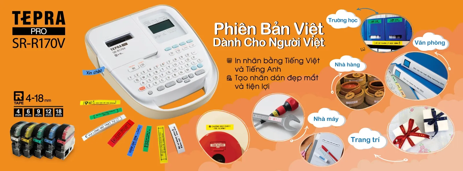 Máy in nhãn King Jim Tepra Pro SR-R170V (Tiếng Việt)