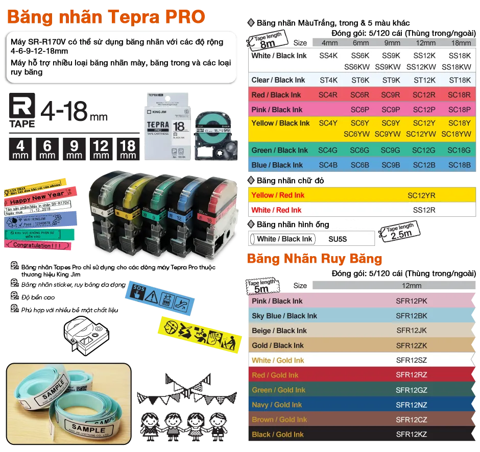 Các loại băng nhãn sử dụng