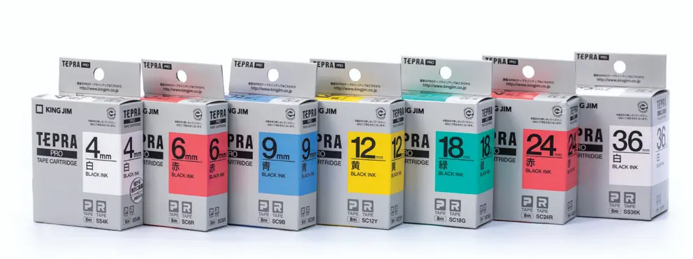 Cuộn băng in nhãn King Jim Tepra Pro chữ đen nền đủ màu các kích thước