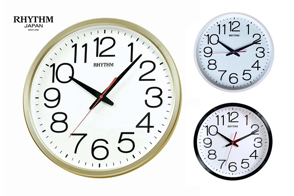 Rhythm Wall Clock CMG495 large size 36cm silent sweep movement quiet operation