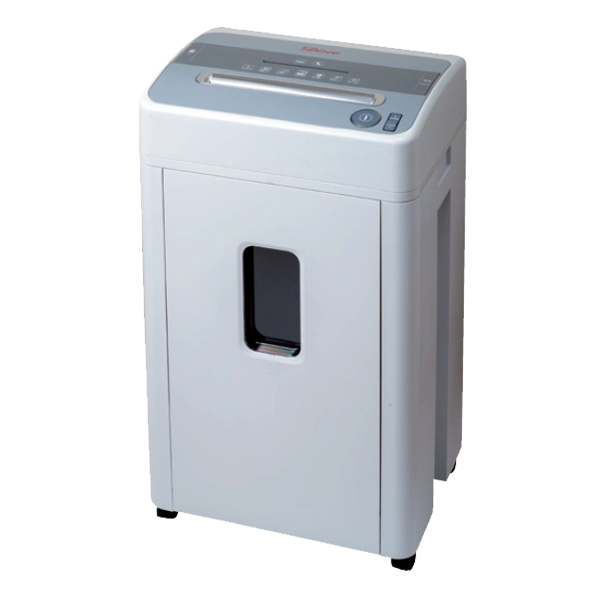 Máy hủy giấy Dino Grand màu xám trắng thiết kế hiện đại cho văn phòng chuyên nghiệp.