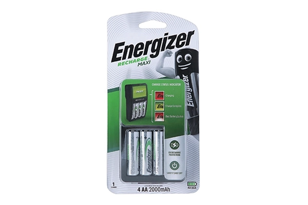 Máy sạc pin Energizer Maxi CHVCM4 thiết kế nhỏ gọn với đèn LED báo trạng thái