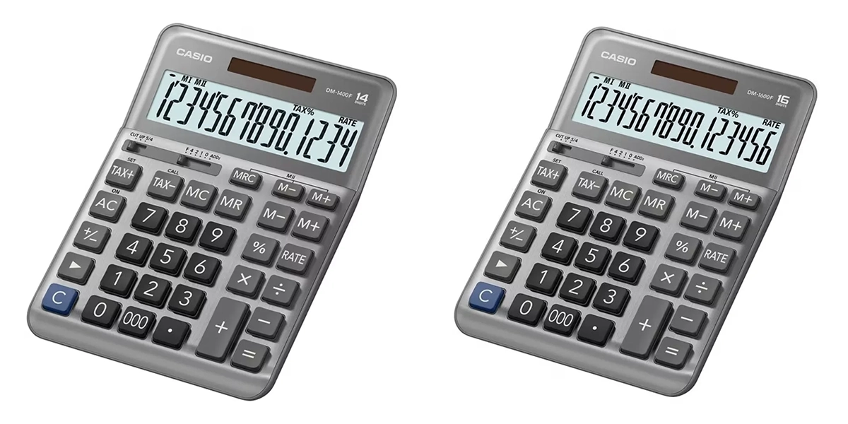 Máy tính để bàn Casio dòng DM-F màn hình lớn và mặt phủ kim loại sang trọng