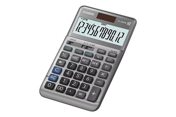 Máy tính để bàn Casio JF-120FM chính hãng 12 chữ số mặt kim loại cao cấp.