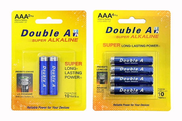 Vỉ pin Double A Super Alkaline AAA 1.5V loại 2 viên và 4 viên chính hãng