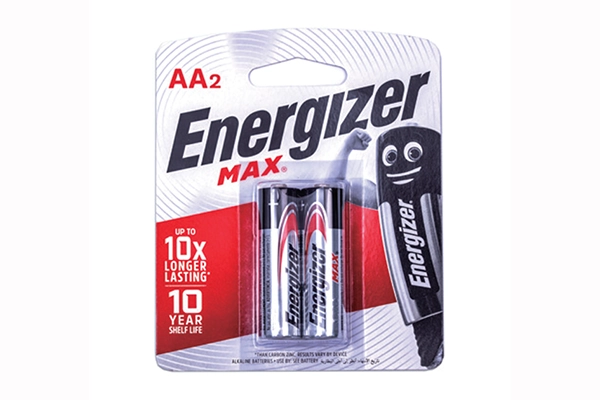 Vỉ 2 viên pin Energizer MAX Alkaline AA 1.5V chính hãng với biểu tượng pin Energizer Bunny