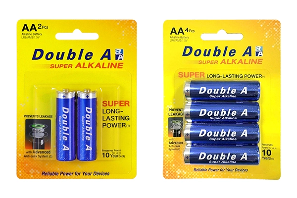Vỉ pin Double A Super Alkaline AA 1.5V loại 2 viên và 4 viên