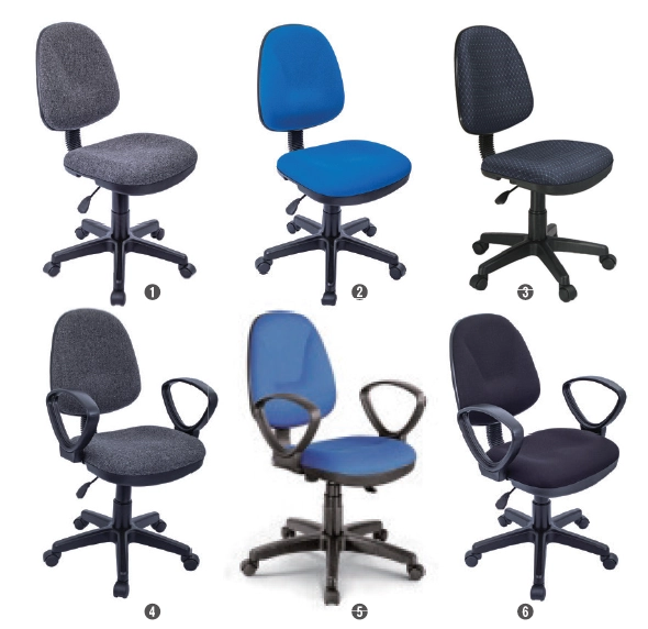 Các mẫu ghế xoay nhân viên lưng trung bọc vải nỉ với tùy chọn màu xám đen, xanh dương và đen mã GX02 của Nội thất 190.