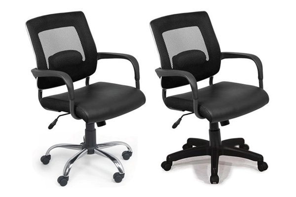 Ghế xoay văn phòng lưng lưới đệm da PU màu đen hiện đại mã GX209B với hai tùy chọn chân nhựa và chân mạ của Nội thất 190.