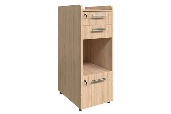 Hộc gỗ MFC HG08 không bánh xe thiết kế 3 ngăn kéo và 1 ngăn trống.