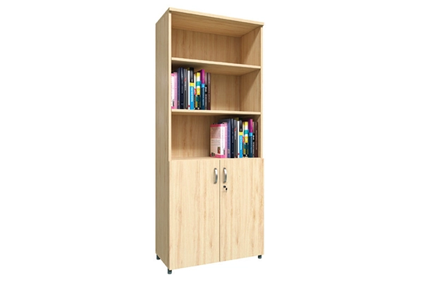 Tủ gỗ hồ sơ cao 5 ngăn TG04-1 Nội thất 190 phối hợp 3 ngăn hở phía trên và khoang có cánh khóa phía dưới.