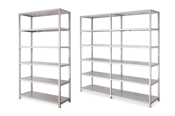 GS01 fixed 5-tier steel shelving with a durable powder-coated steel frame for libraries and offices.