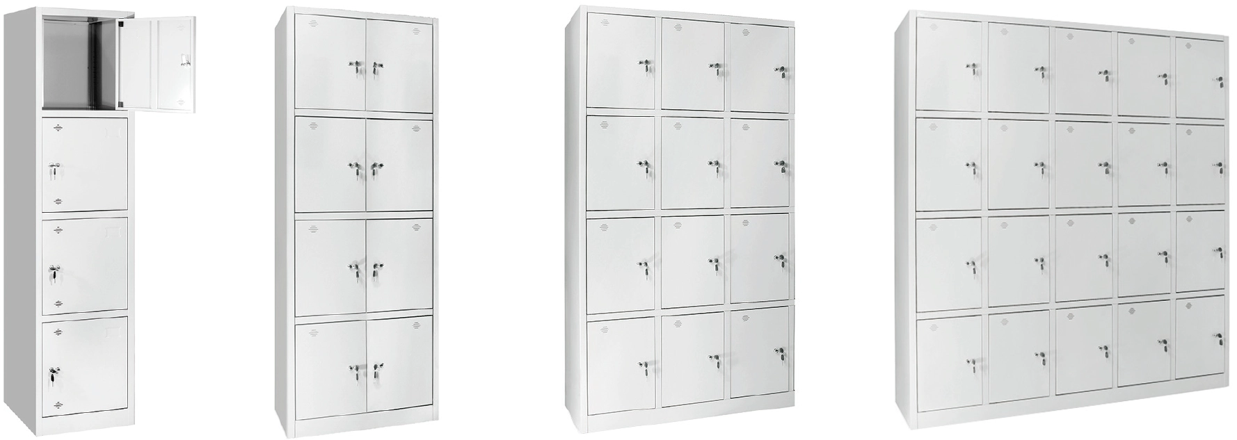 Hệ thống tủ sắt locker nhiều khoang Nội thất 190 với các tùy chọn 4, 8, 12 và 20 ngăn lưu trữ cá nhân.