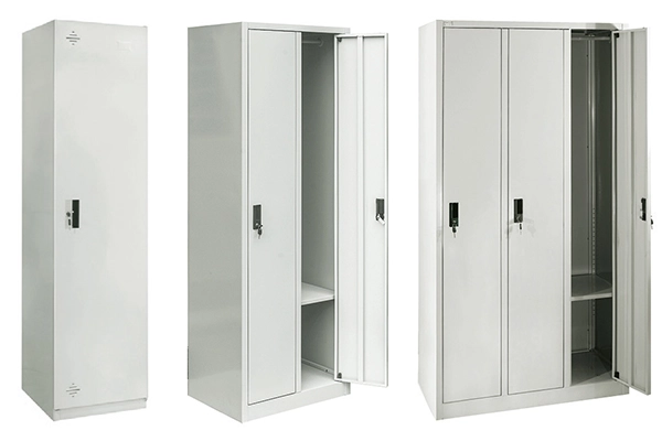 Các mẫu tủ sắt treo áo Nội thất 190 mã TST1-KV, TS17-1 và TS17 với thiết kế nhiều khoang riêng biệt có khóa.