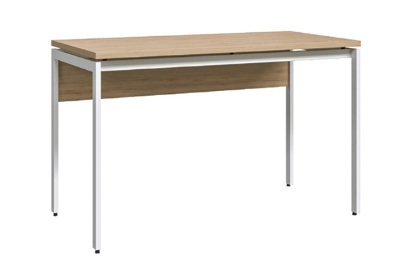 BCH series single office desk with a white powder-coated square steel frame and a wooden modesty panel by Noi That 190.