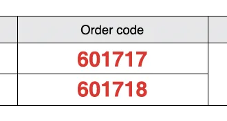 Order codeを入力